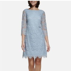 Jessica Howard - Womens Lace Overlay Above Knee Shift Dress